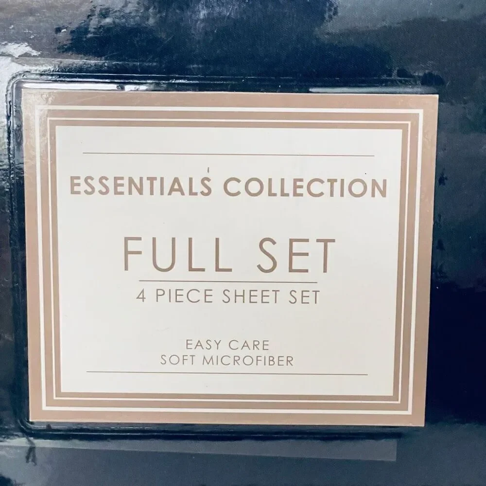 NWT Vintage Essentials Collection Full Navy Blue  4 Pc Soft microfiber Sheet Set